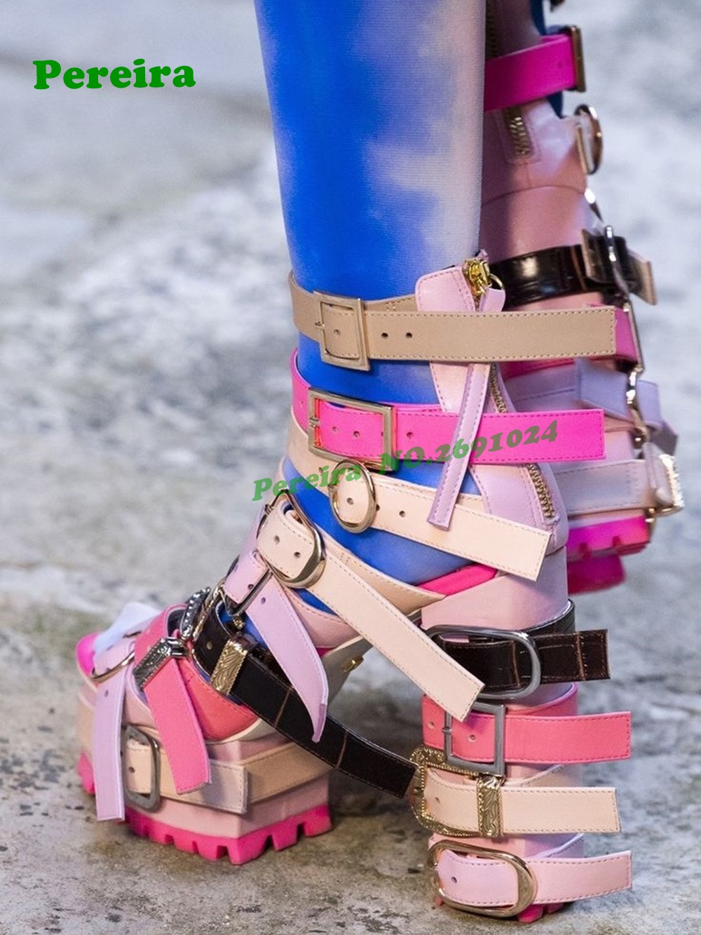 Crossfit Gear For Women - Patchwork Peep Toe Platform Chunky Heel